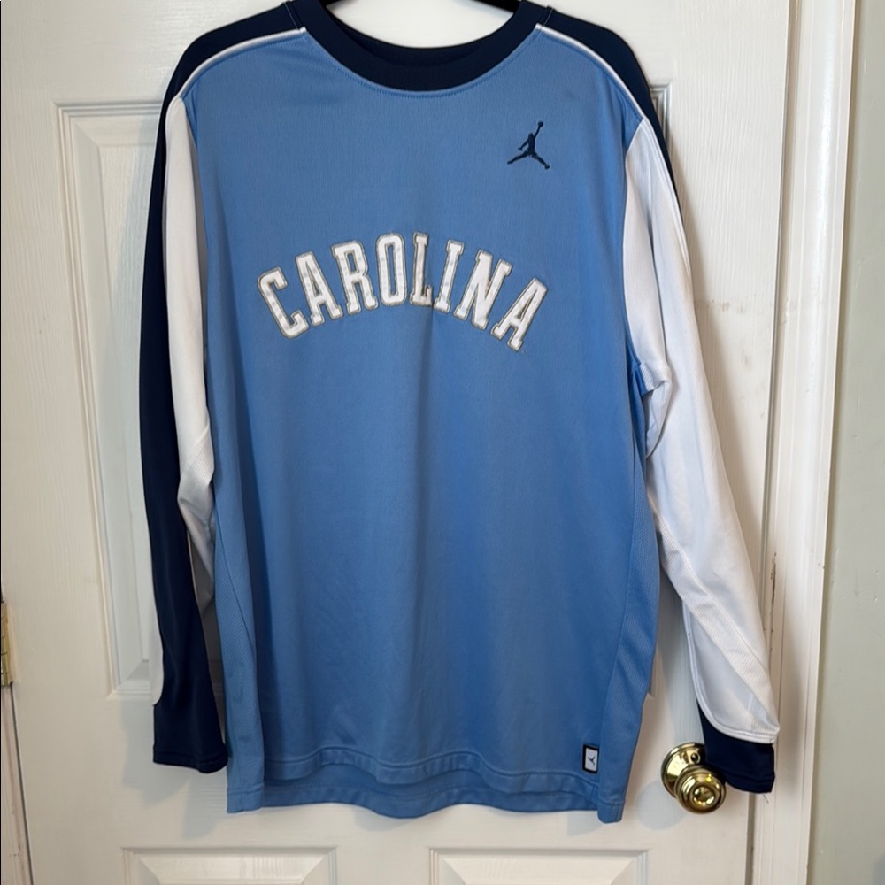Jordan Carolina Blue and White Nike Fit Long Sleeve Shirt